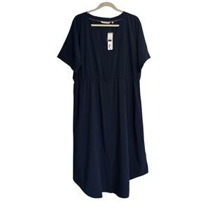 NWT Soft Surroundings Go Lively Blue Dress Womens Sz XL Dolman Sleeve Button Up